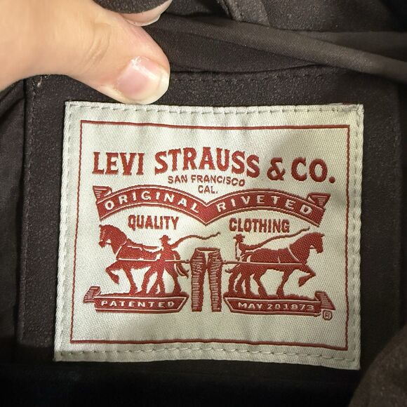 Levis Jacket Women's Medium Brown Pockets Zip Snap Red Tab Long Sleeve - Picture 5 of 12